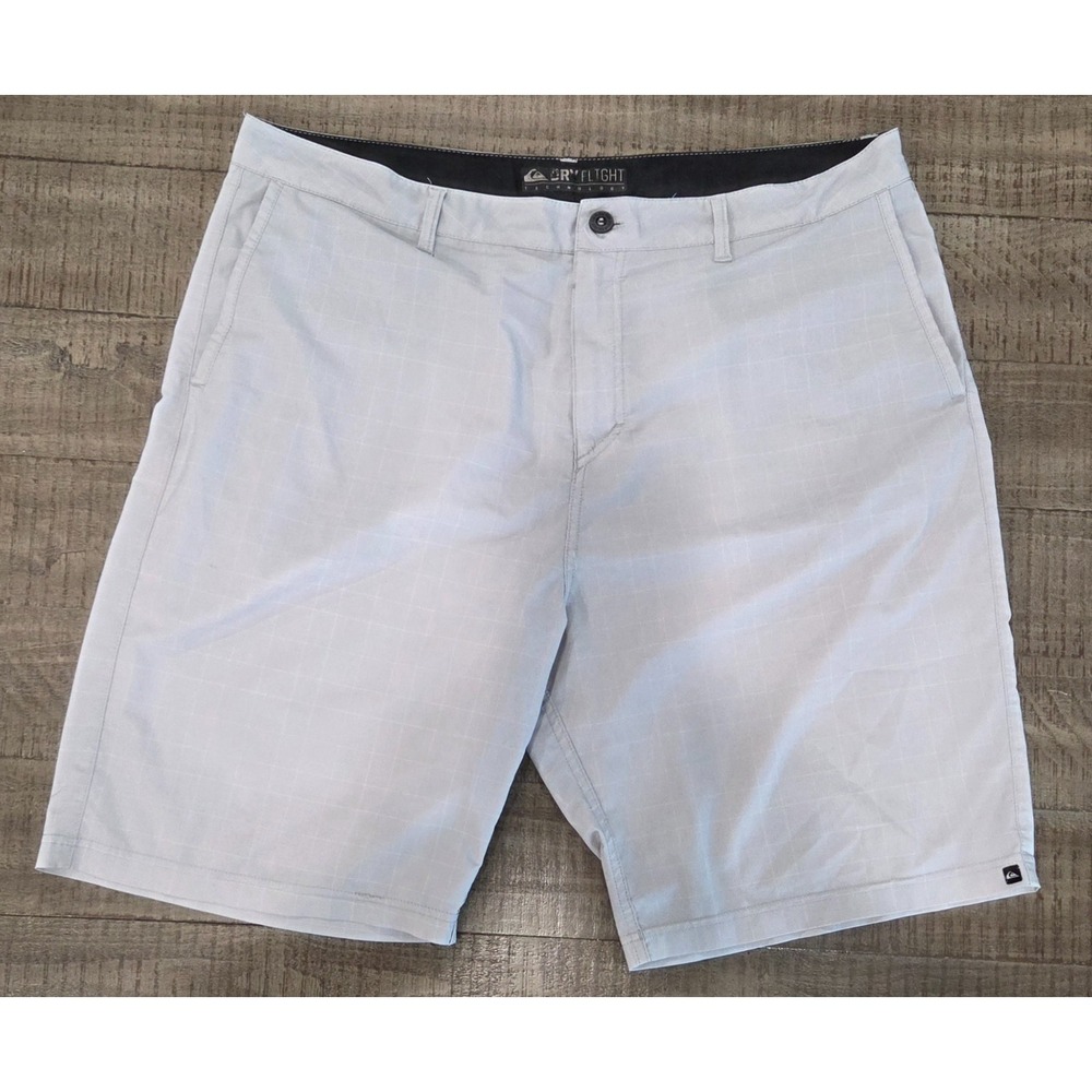 Mens Quicksilver DryFlight Amphibian Hybrid Shorts Gray Checkerboard Size 40